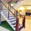 Cầu thang gỗ kính, cầu thang kính đẹp Hà Nội