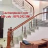 Cầu thang inox gỗ. Cầu thang inox tay vịn gỗ đẹp