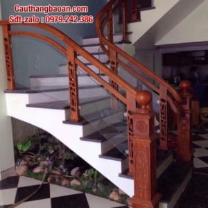 Cầu thang gỗ kính, cầu thang kính tại Hà Nội