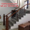 Cầu thang inox tại Hà Nội, cầu thang lan can inox tay vịn gỗ