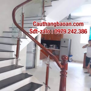 Cầu thang kính gỗ, cầu thang kính đẹp