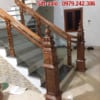 Cầu thang gỗ kính đẹp tại Hà Nội