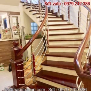 Cầu thang inox tay vịn gỗ giá bao nhiêu, Báo giá cầu thang inox tay vịn gỗ tại Hà Nội