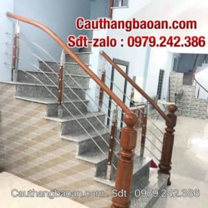 Cầu thang inox tại Hà Nội, Cầu thang inox tay vịn gỗ giá bao nhiêu