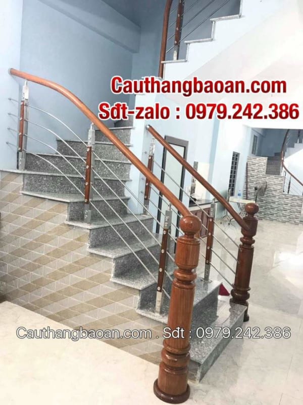 Cầu thang inox tại Hà Nội, Cầu thang inox tay vịn gỗ giá bao nhiêu