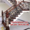 Lan can cầu thang sắt nghệ thuật ở Hà Nội, Báo giá lan can cầu thang sắt tay vịn gỗ