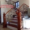 Lan can cầu thang sắt nghệ thuật tại Hà Nội, Cầu thang sắt đẹp tay vịn gỗ