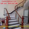 Cầu thang kính cường lực tại Hà Nội, Báo giá lan can cầu thang kính tay vịn gỗ, tay vịn inox