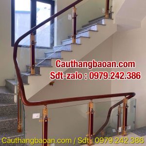 Tổng hợp 1000+ mẫu cầu thang lan can kính đẹp tay vịn gỗ tại Hà Nội, Lan can cầu thang kính cường lực đẹp hiện đại